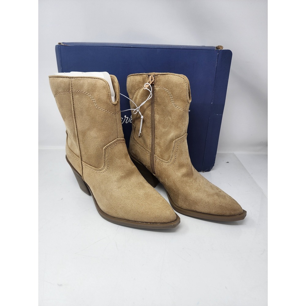 Universal Thread Beige Suede Cowboy Ankle Booties